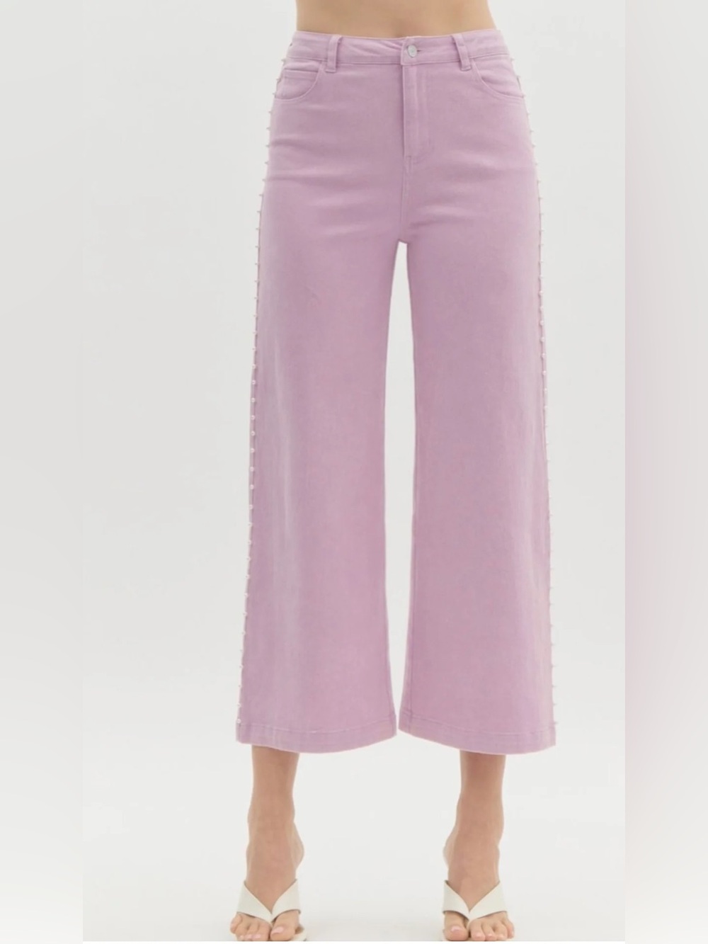 entro High-Rise Wide Leg Jeans in Lavender Pink